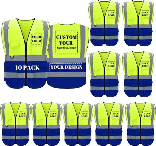 Vista 21 de BeautyWill Chaleco de seguridad personalizado con logotipo Clase 2 Chaleco reflectante de alta visibilidad Chaleco de trabajo protector