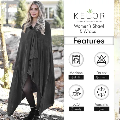 Vista 51 de K E L O R Luxury Cooling Travel Blanket - Stretchy, Lightweight Soft & Breathable Shawl Wraps for Women