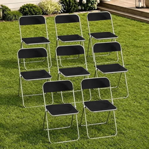 Vista 50 de JPBSTO Paquete de 2 sillas plegables de plástico negro, par ejecutivo apilable para oficina, sala de conferencias, área VIP (capacidad de 300 libras)