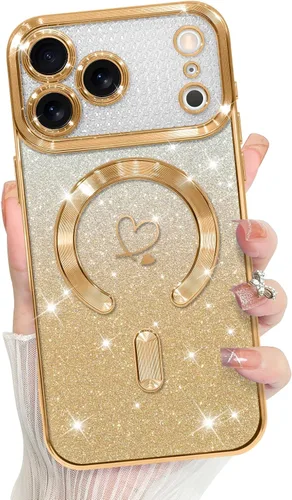 Vista 33 de Bonoma Compatible with iPhone 17 Pro Max Case 2025 Heart Checkered -Gold A cuadros-oro
