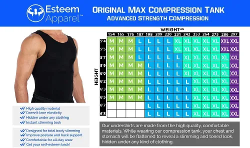 Vista 5 de Esteem Apparel Camisa de compresión para hombre, para adelgazar el cuerpo
