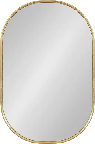 Vista 8 de Kate and Laurel Caskill - Espejo de pared moderno redondeado para colgar cápsula; 22 x 34; dorado; espejo rectangular redondo y angosto para pared