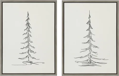 Vista 7 de Kate and Laurel Sylvie Minimalist Evergreen Trees - Juego de lienzo enmarcado por The Creative Bunch Studio, 2 piezas de 18 x 24 pulgadas, marrón, 2