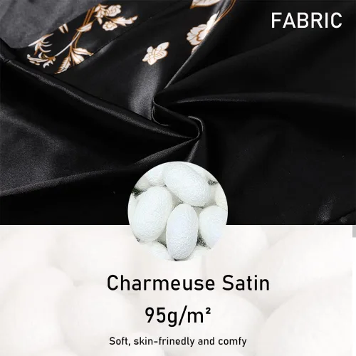 Vista 7 de Batas largas de satén suaves para mujer, batas largas de seda de longitud completa, kimonos, bata de baño sedosa, bata de baño Estampado floral