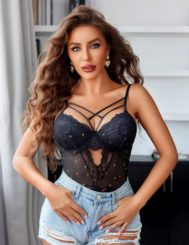 Vista 13 de Avidlove Lencería de encaje floral para mujer, lencería de una pieza, babydoll