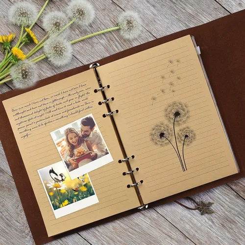 Vista 5 de 6 paquetes de cuaderno de cuero, diario de viaje al por mayor, diarios vintage recargables para escribir, regalos de diario para mujeres, hombres