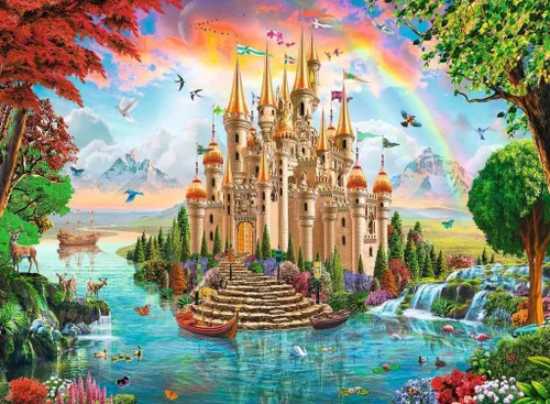 Vista 2 de Ravensburger Rainbow Castle 13285 - Rompecabezas XXL de 100 piezas para niños, cada pieza es única, las piezas encajan perfectamente