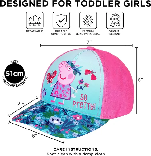 Vista 6 de Hasbro Gorra de béisbol para niñas, Peppa Pig ajustable, para niños de 2 a 4 años