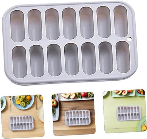 Vista 7 de DOITOOL Bandeja de silicona para cubitos de hielo de 7.67 x 5.51 x 1.10 pulgadas, molde cilíndrico de hielo multiusos para molde de salchichas