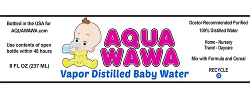 Vista 3 de AQUAWAWA - Paquete de 24 botellas de 8 onzas purificadas con vapor destiladas Fresca de una sola porción Ligero para bolsa de pañales Sin BPA