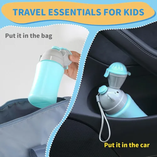 Vista 5 de ONEDONE Orinario portátil para niños, botella de orina de 17 onzas con cepillo limpio, orinal de viaje para niños, taza de orina para niños, inodoro