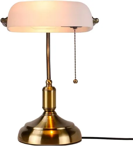 Vista 9 de Lámpara de mesa retro, lámpara tradicional de banqueros con interruptor de extracción, lámpara de escritorio vintage, lámpara de biblioteca antigua