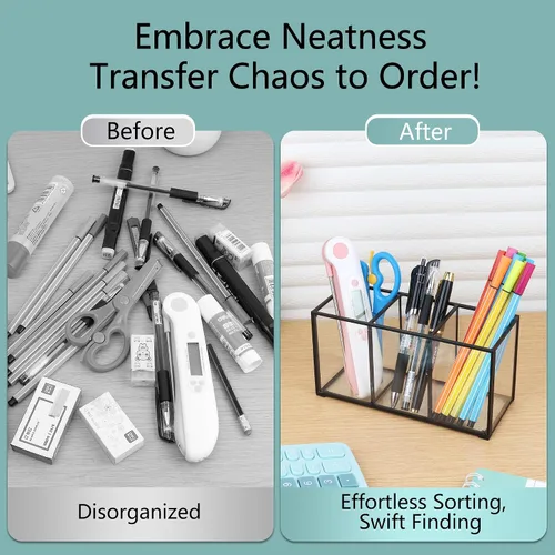 Vista 5 de ELEGANTLIFE Organizador de brochas de maquillaje de vidrio transparente, lujoso soporte de almacenamiento de cepillos de cosméticos de vidrio Negro