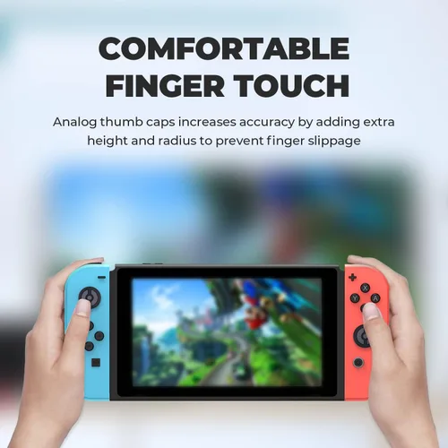 Vista 8 de Juego de empuñaduras para el pulgar compatibles con consola Nintendo SwitchOLEDLite, tapas analógicas de silicona para controladores Switch Joy-Con
