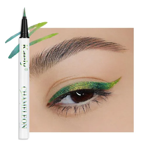Vista 7 de evpct Delineador de ojos líquido cromático dúo, con purpurina de bronceador rosa, destello metálico brillante, sombra de ojos en lápiz, cambio