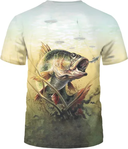 Vista 2 de Lurhonp Camiseta de manga corta con cuello redondo y estampado 3D para hombre