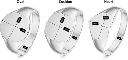 Vista 5 de LANDA JEWEL Anillo de plata de ley para mujer, con forma ovalada o de corazón, de peso medio, pulido