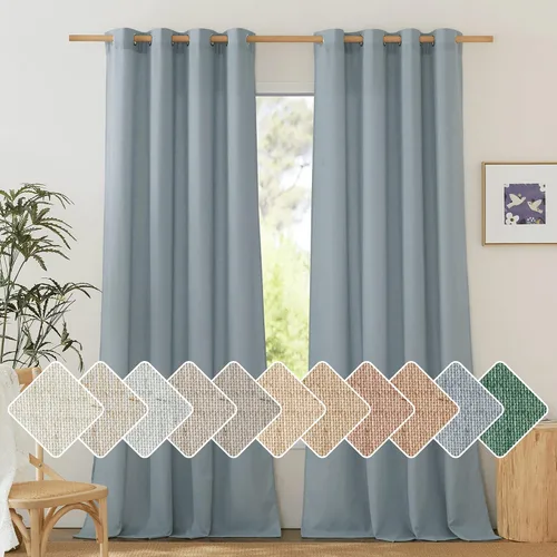 Vista 133 de NICETOWN - Cortinas de lino angora para ventana de cocina sobre el fregadero, con ojales, lino grueso angora, tratamientos cortos para ventanas