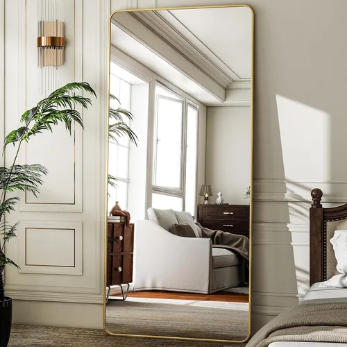 Vista 2 de HARRITPURE - Espejo grande de 71 x 32 pulgadas, espejo de longitud completa con soporte, espejo de cuerpo completo para piso, con marco rectangular