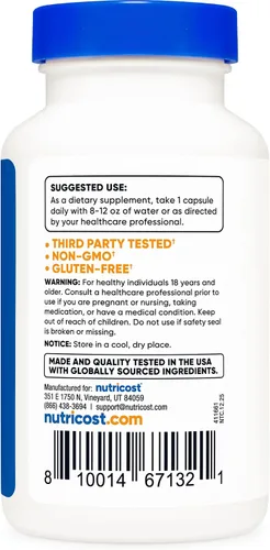 Vista 5 de Nutricost L-Serine 500mg, 120 Cápsulas, 120 Porciones - Cápsulas Vegetarianas, Sin OGM, Sin Gluten