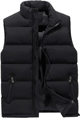 Vista 5 de WENKOMG1 Chaleco acolchado de invierno para hombre, ligero, plegable, con cremallera, sin mangas, resistente al agua