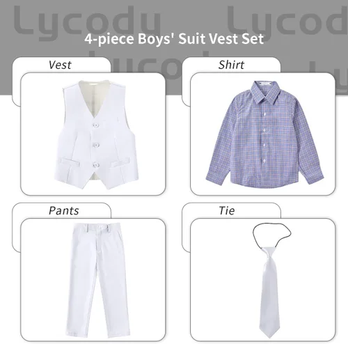 Vista 52 de Conjunto de chaleco para niños, trajes formales, trajes de boda, ropa de vestir
