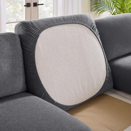 Vista 2 de SureFit Fundas seccionales de textura elástica de cedro, fundas de cojín extralargas para sofá seccional con un ajuste cómodo, lavables a máquina
