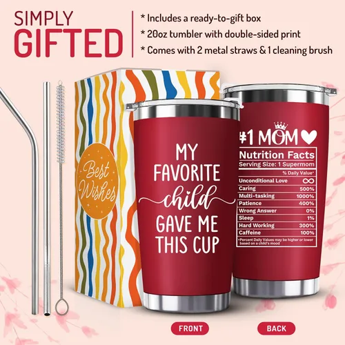 Vista 3 de Regalos de Navidad para mamá de hija, hijo, niños, esposo – Regalo divertido para mamá – Taza de café para mamá «Mi hijo favorito me dio esta taza»