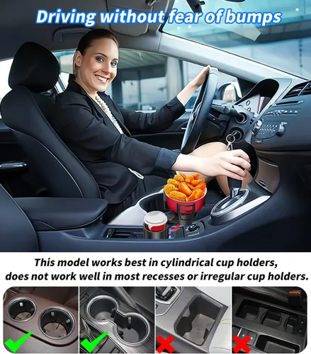 Vista 5 de Adaptador de bebida para auto 2 en 1 multifunción, expandidor de portavasos para auto con todo propósito ajustable, expandidor de portavasos