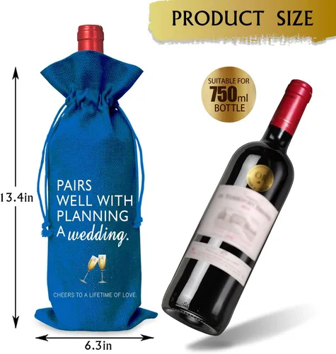 Vista 2 de Bolsa de vino Regalo de boda para señor y señora - Regalo de compromiso J14-Azul
