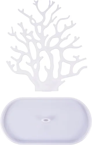 Vista 6 de Holibanna Soporte de exhibición de joyas de coral para árbol de joyería, organizador colgante de plástico para anillos, aretes, collar, pulsera