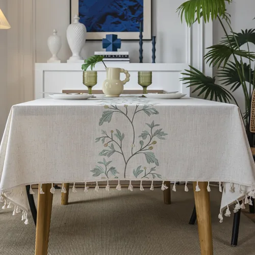 Vista 11 de ColorBird Mantel de Mesa Cuadrado de 55 x 55 pulgadas, Mantel de Cocina de Algodón y Lino, Sin Arrugas Mantel de Granja Cubiertas de Mesa de Café