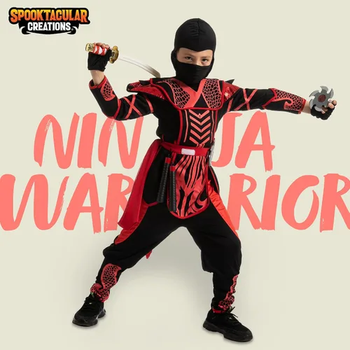 Vista 2 de Spooktacular Creations Halloween Boy Ninja Costume, dragon Outfit Set for Kids 12-14yrs
