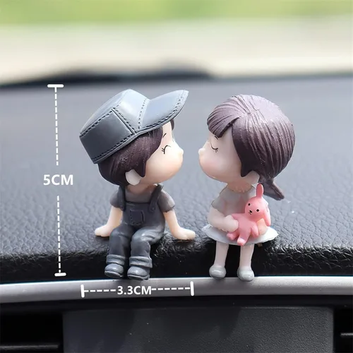 Vista 4 de Adornos lindos para parejas, decoración de automóvil, dibujos animados lindos, figuras de acción para parejas, adorno de globo, decoración de globo