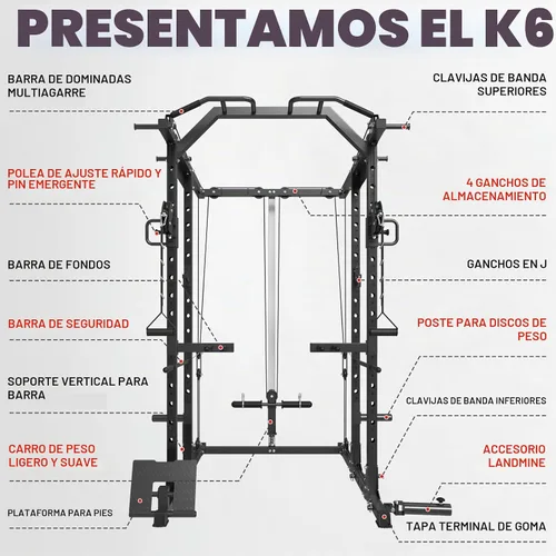 Vista 3 de Mikolo Jaula de Potencia, Rack de Potencia con Sistema de Cruce de Cables, 1500LBS Rack para Sentadillas con Sistema de Jalón LAT, Jaula de Negro