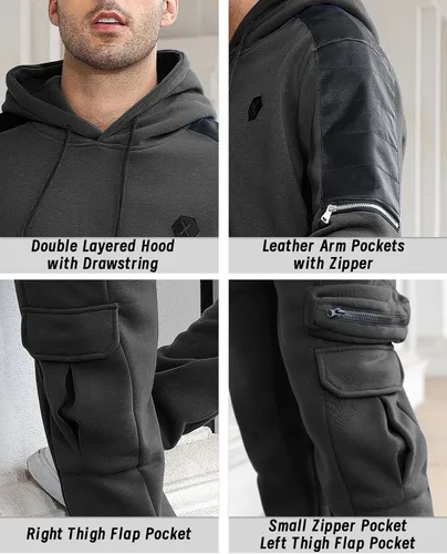 Vista 4 de Conjunto deportivo de 2 piezas para hombre, sudadera con capucha y manga larga