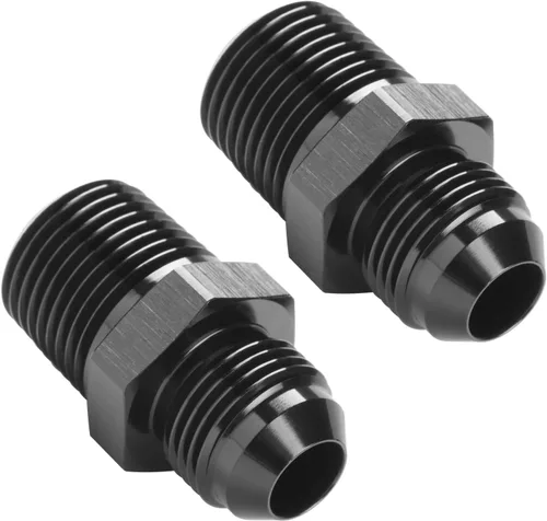 Vista 7 de 3AN macho Flare a 1/4 NPT tubo macho 90 grados codo adaptador unión aluminio negro