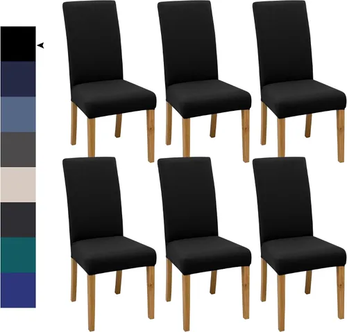 Vista 38 de Fundas para Sillas de Comedor, Juego de Fundas para Sillas de Comedor de 4 Piezas, Fundas Elásticas para Sillas de Cocina, Fundas para Sillas