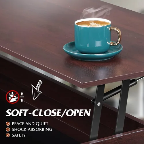 Vista 7 de WLIVE Mesa de café expreso, mesa de centro elevable de 41.3 pulgadas con 4