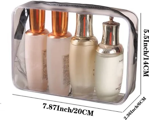 Vista 2 de Bolsas de cosméticos transparentes para mujeres y hombres, bolsas de aseo impermeables, bolsas de maquillaje de PVC, estuche organizador