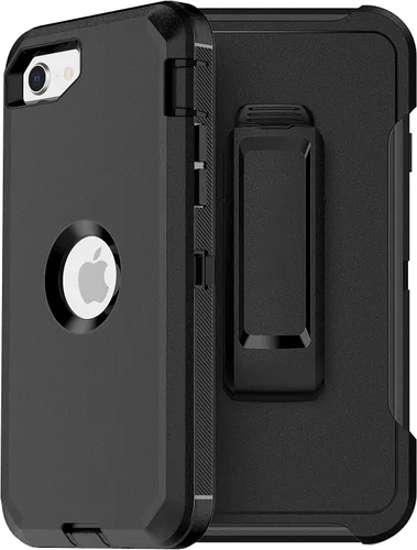 Vista 23 de MXX Funda diseñada para iPhone SE 2020/SE 2022, funda protectora resistente con protector de pantalla [3 capas] cubierta de protección de goma