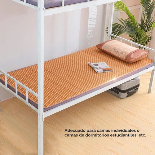 Vista 5 de Tapete de verano de bambú para dormir, plegable de doble cara para cama, cubrecolchón individual Queen fresco para sala de estar, dormitorio