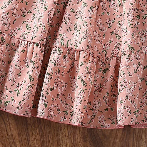 Vista 5 de Vestidos de manga con mosca para niñas pequeñas, vestido floral con mangas con vuelo, vestido de princesa de flores, vestido de verano para niños