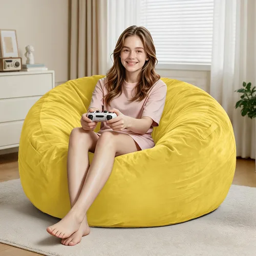 Vista 6 de Sillón puff de 3 pies Sillón estilo puff grande de 3 pulgadas con relleno de espuma viscoelástica, sofá suave con funda de terciopelo holandés