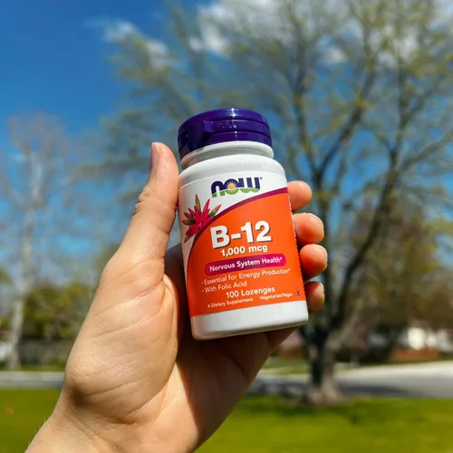 Vista 7 de Suplementos NOW Vitamina B-12 1,000 mcg con ácido fólico, salud del sistema nervioso*, 100 pastillas masticables