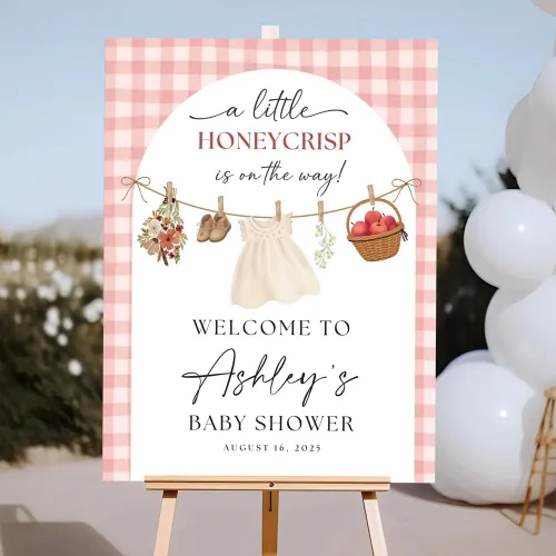 Vista 12 de Letrero de bienvenida personalizado para baby shower, cartel de bienvenida de Oh Baby Fall Baby Shower, póster de ducha de recién nacido con flores
