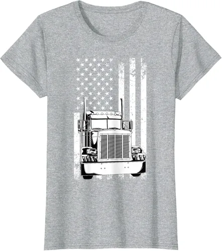 Vista 22 de Camión conductor bandera americana camionero vintage hombres mujeres regalo camiseta