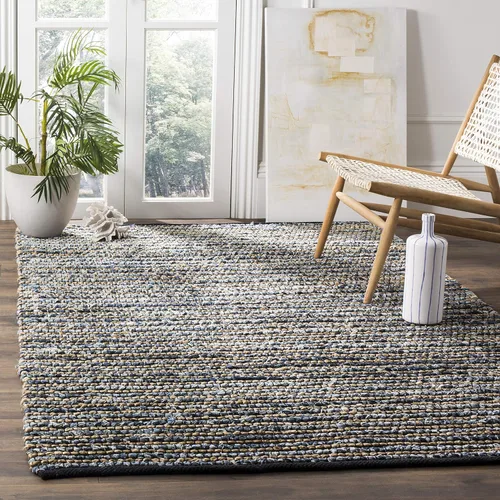 Vista 8 de SAFAVIEH Cape Cod Collection - Alfombra de área de 10 x 14 pies, azul, hecha a mano de algodón trenzado y yute, ideal para zonas de alto tráfico