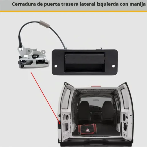 Vista 3 de Pestillo de puerta trasera con manija – Lado izquierdo del conductor – Compatible con Ford E150 E250 E350 E450 1992-2019, kit de pestillo de puerta