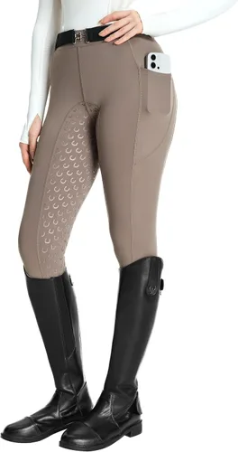 Vista 23 de FitsT4 Sports Mallas de Equitación de Asiento Completo para Mujer con Agarre de Silicona Activa Pantalones Ecuestres Albaricoque